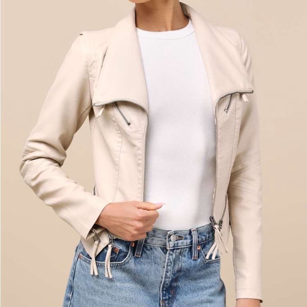 NWOT Lulus Up on a Tuesday Taupe Vegan Leather Jacket